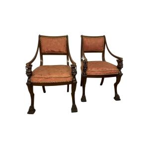 Pair Of Armchairs In Mahogany