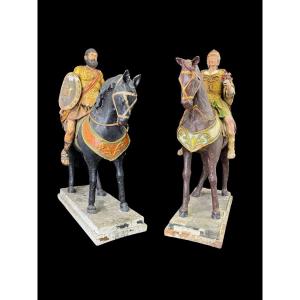 Pair Of Sculptures In Paier Machè Depicting Mata And Griffin 