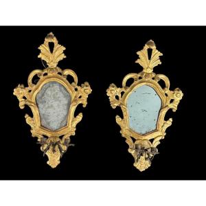 Pair Of Appliques In Gilded And Carved Wood