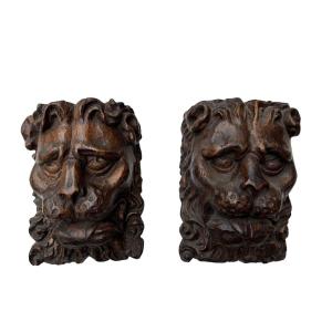 Pair Of Carved Wooden Masks