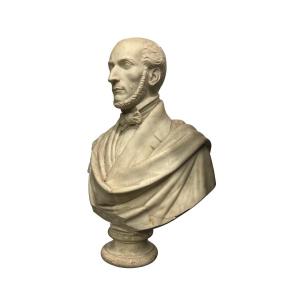 White Marble Bust Signed On The Back B Pollari 1849.