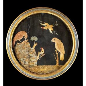 Round Panel In Polychrome Scagliola