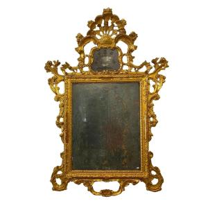 Miroir Vénitien En Bois Sculpté Et Doré