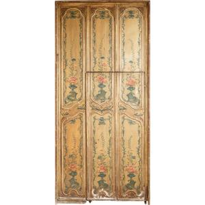 Wood Paneling With A Painted Wooden Door From The Sicilian Region