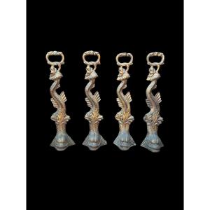 Set Of 4 Gold-plated Metal Doorstops