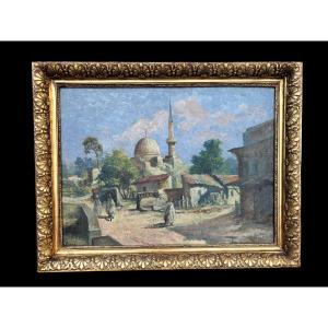 Painting Depicting An Oriental Landscape, Signed In The Lower Left Corner