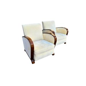 Paire de fauteuils Art déco rembourrés