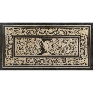 Scagliola Tabletop With Raceme And Scroll Motifs, Carpi
