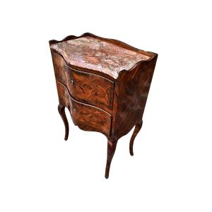 2-drawer Nightstand With Rosewood Veneer And A Brecciato Marble Top