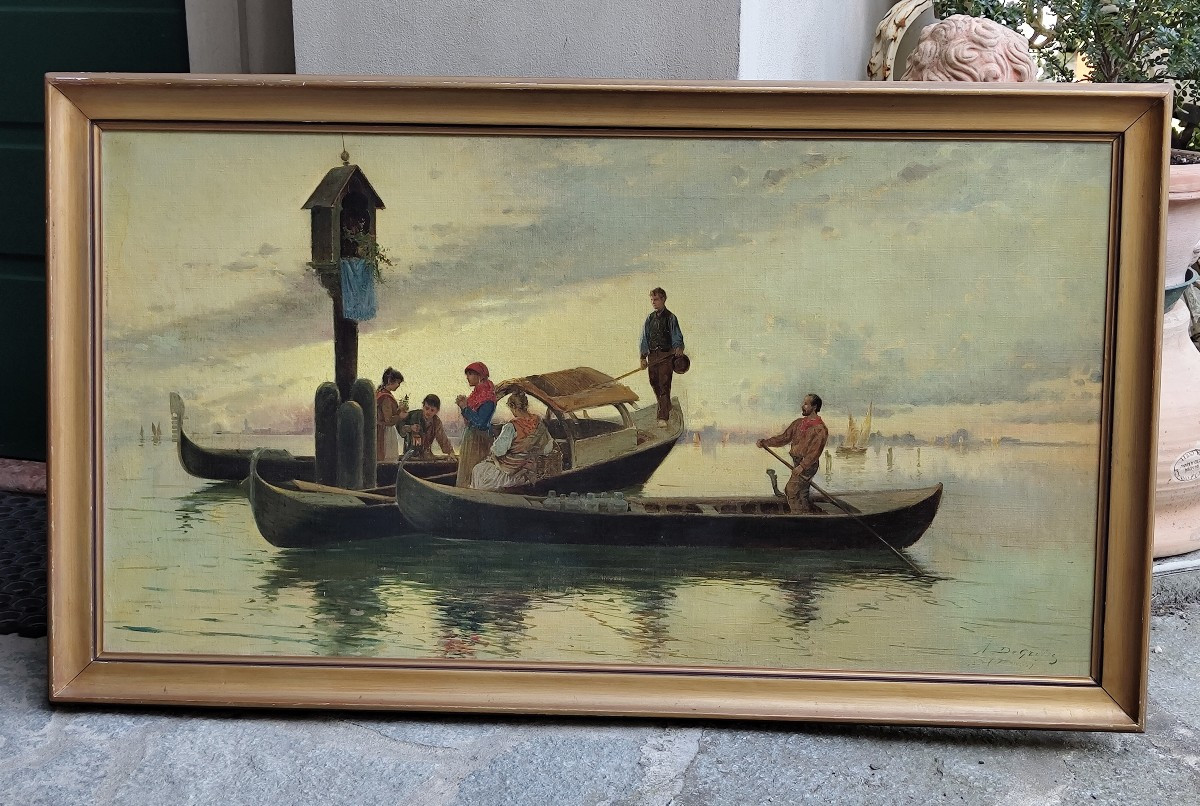 Oil On Canvas By Adelchi De Grossi