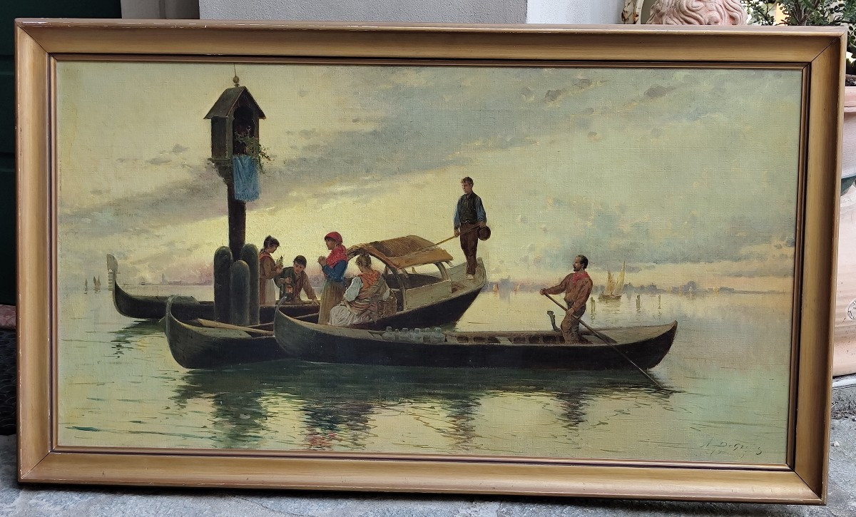 Peinture à l'huile sur toile "Adelchi De Grossi"