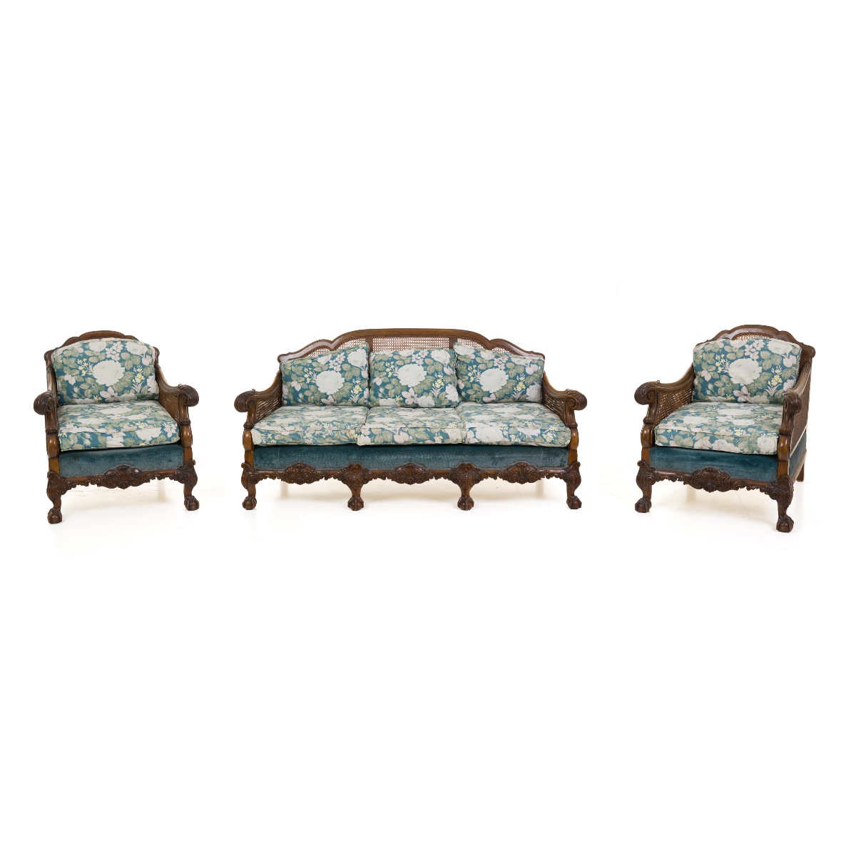 Canapé et deux fauteuils de style Chippendale