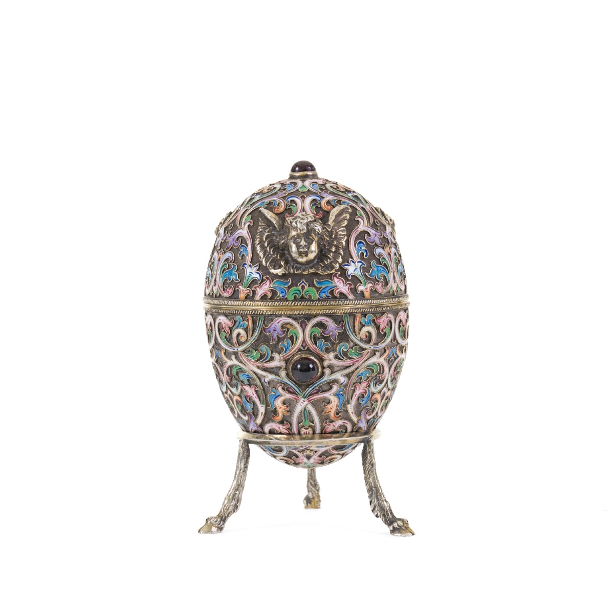 An Egg With Cloisonné Enamel Decoration And Angel Heads-photo-2