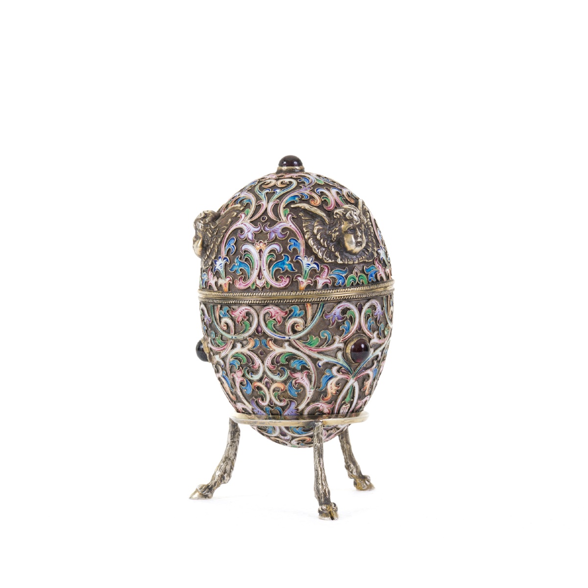 An Egg With Cloisonné Enamel Decoration And Angel Heads-photo-3