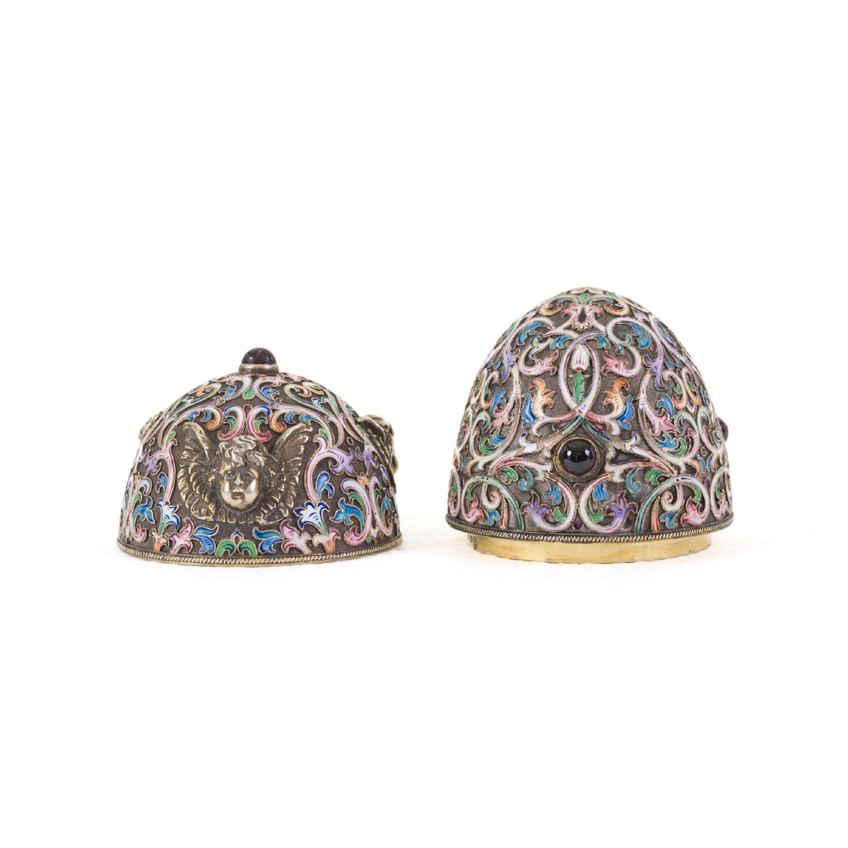 An Egg With Cloisonné Enamel Decoration And Angel Heads-photo-4