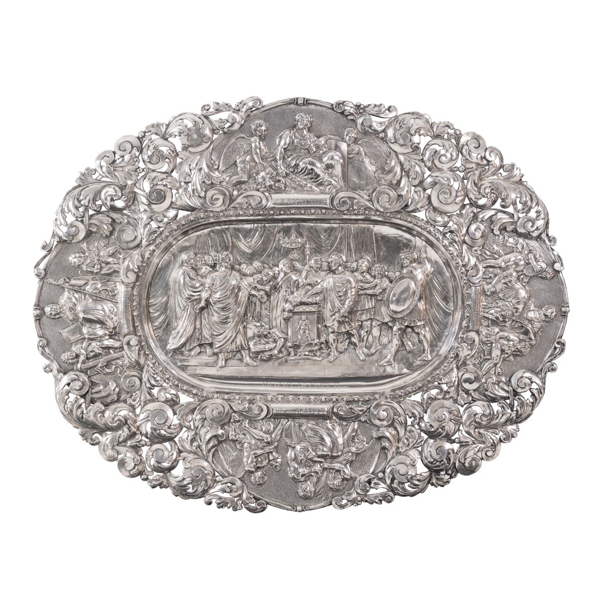 A Large Embossed Silver Ceremonial Plate