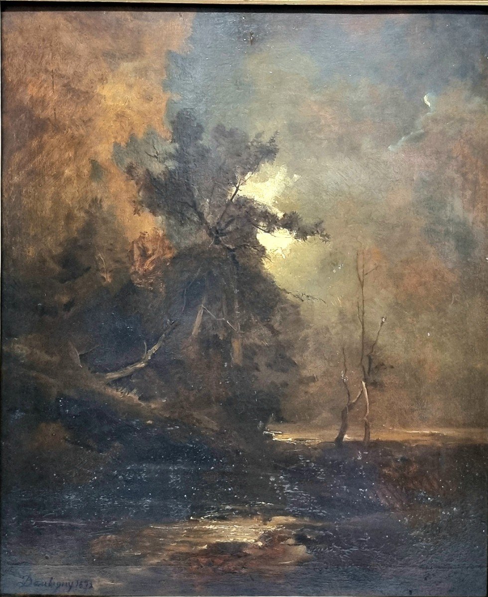 Oil On Panel Signed Daubigny 1873-photo-2