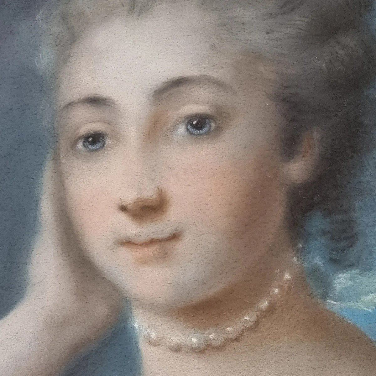 Portrait Au Pastel Sur Papier D’une Jeune Fille Avec Une Lettre – école Française Du XVIIIe Siè-photo-3