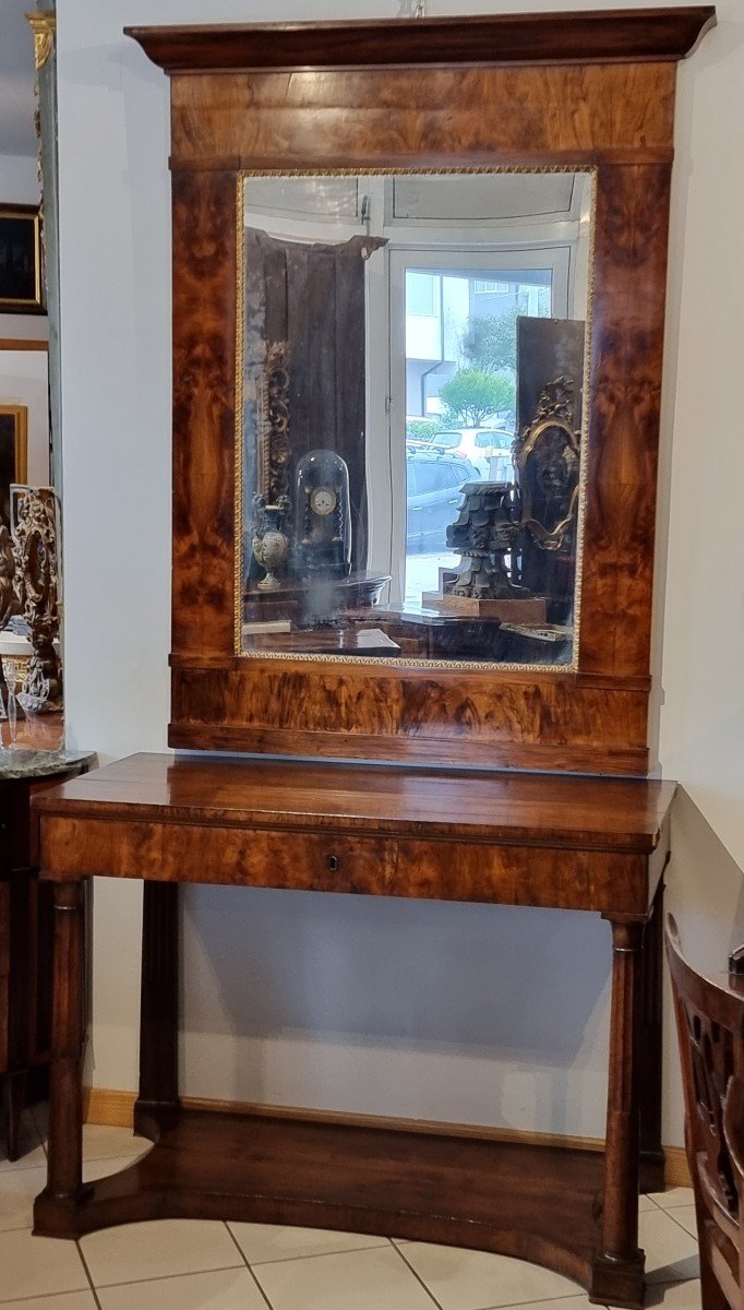 Empire-style Console With Mirror, Veneto, Early 19th Century-photo-2