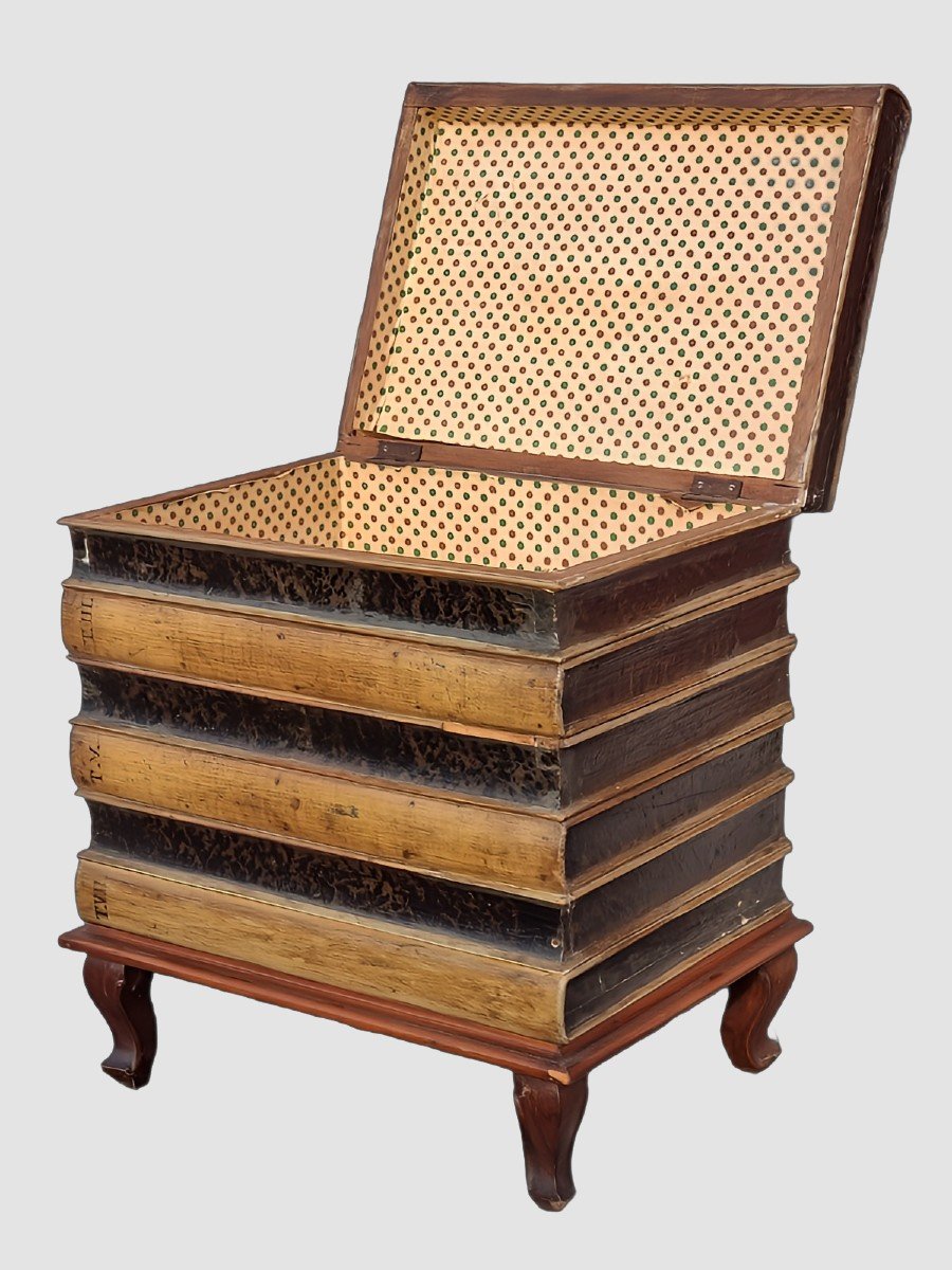 Small Wooden Chest-bench Shaped Like Books-photo-2