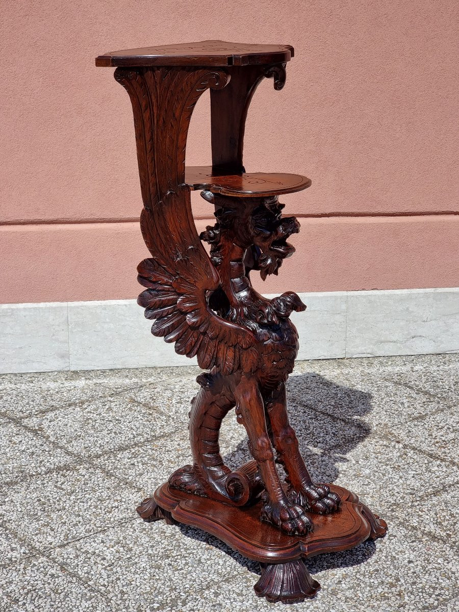 élégant Porte-plantes Sculpté, Dans Le Style De Gabriele Viardot, Début Du XXe Siècle-photo-5