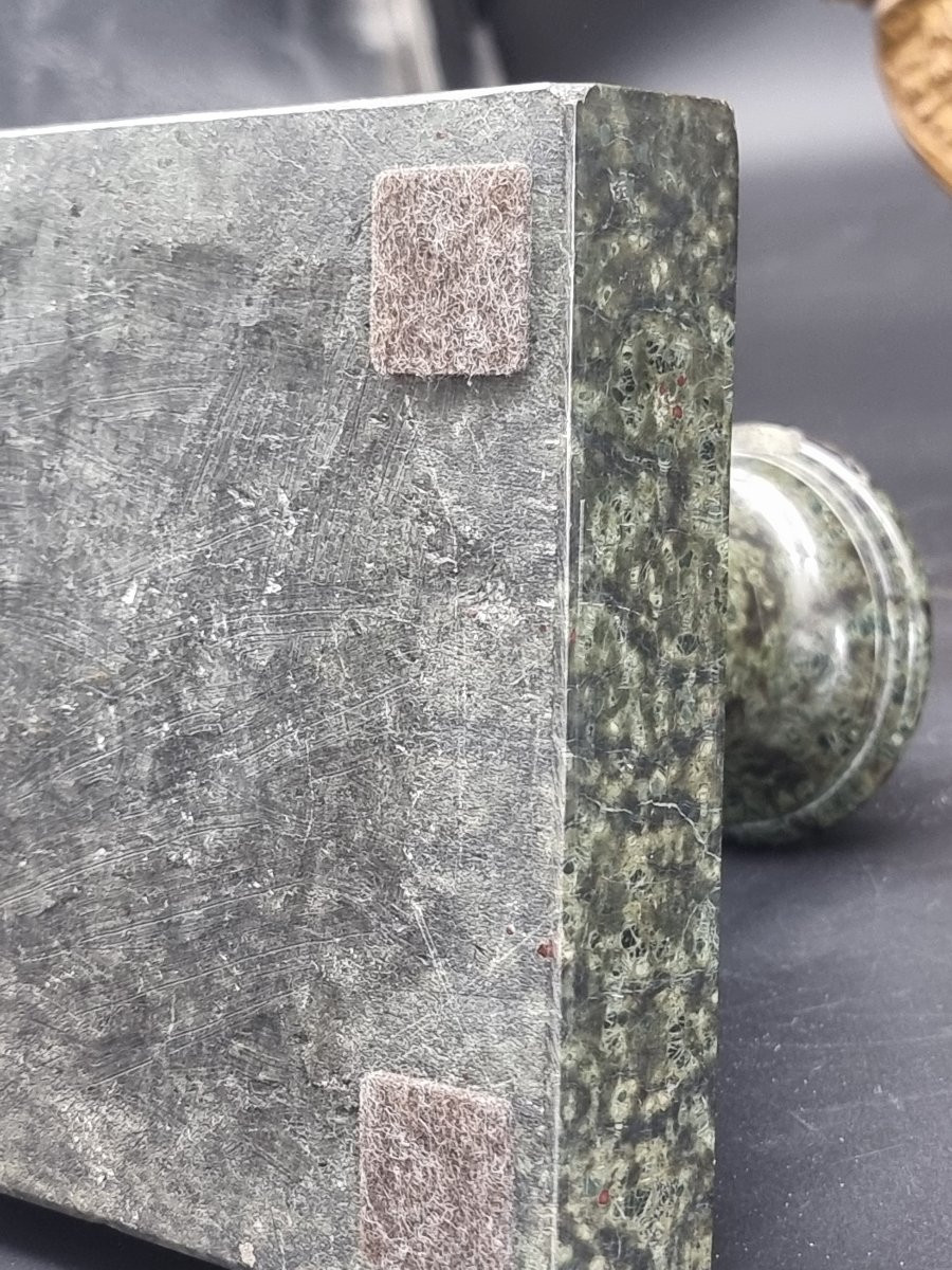 Coupe En Marbre Serpentine Verte Avec Montures En Bronze Doré – Fin Du XIXe Siècle-photo-4