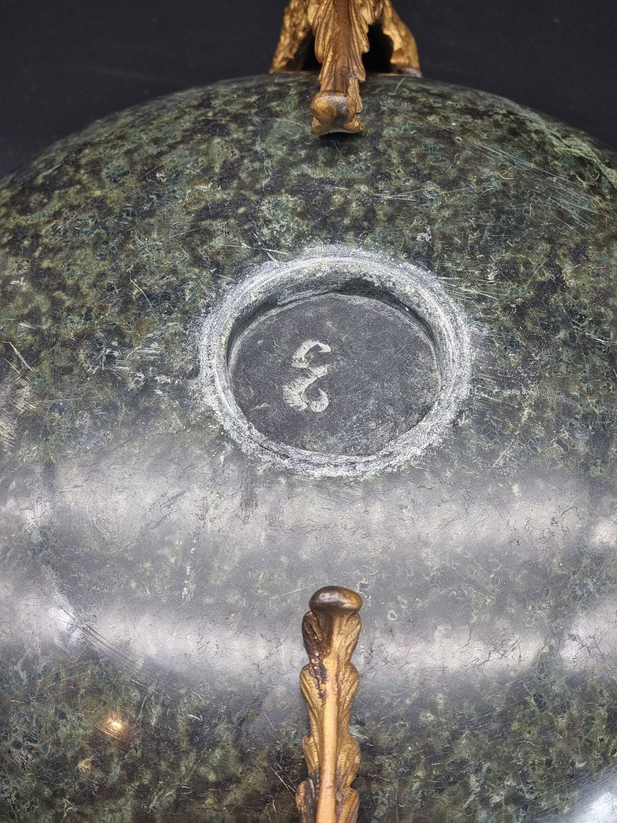 Coupe En Marbre Serpentine Verte Avec Montures En Bronze Doré – Fin Du XIXe Siècle-photo-6