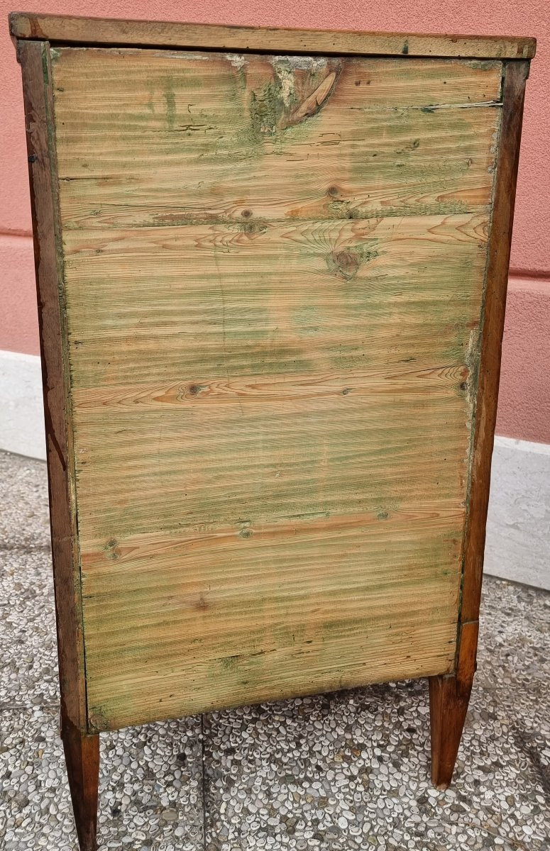 Paire De Chevets Louis XVI En Noyer Massif, Filets En érable – Vénétie/frioul, Fin Du XVIIIe Si-photo-4