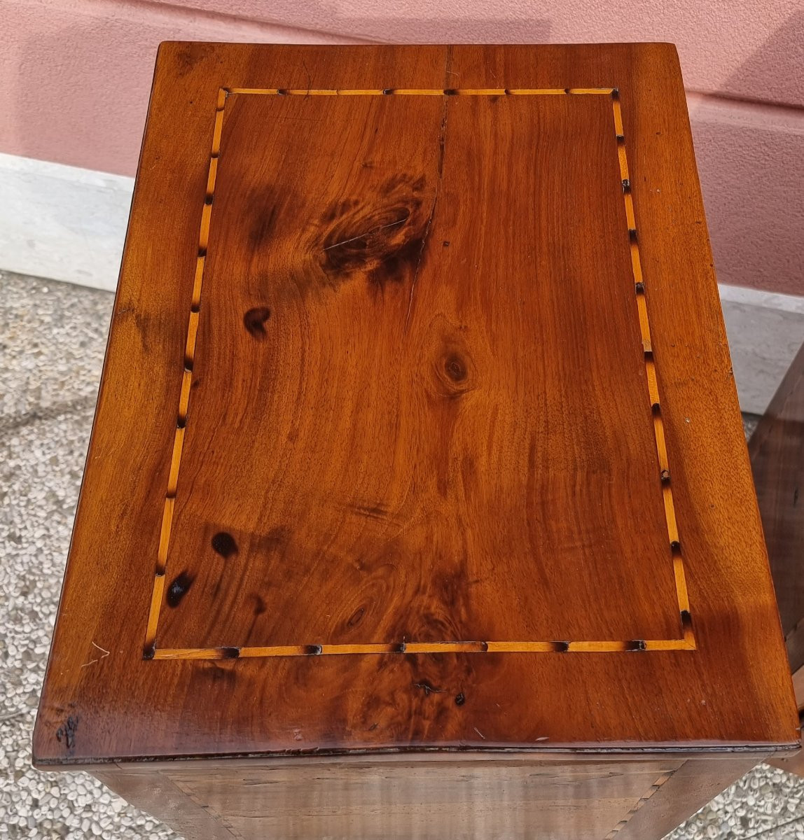 Paire De Chevets Louis XVI En Noyer Massif, Filets En érable – Vénétie/frioul, Fin Du XVIIIe Si-photo-3