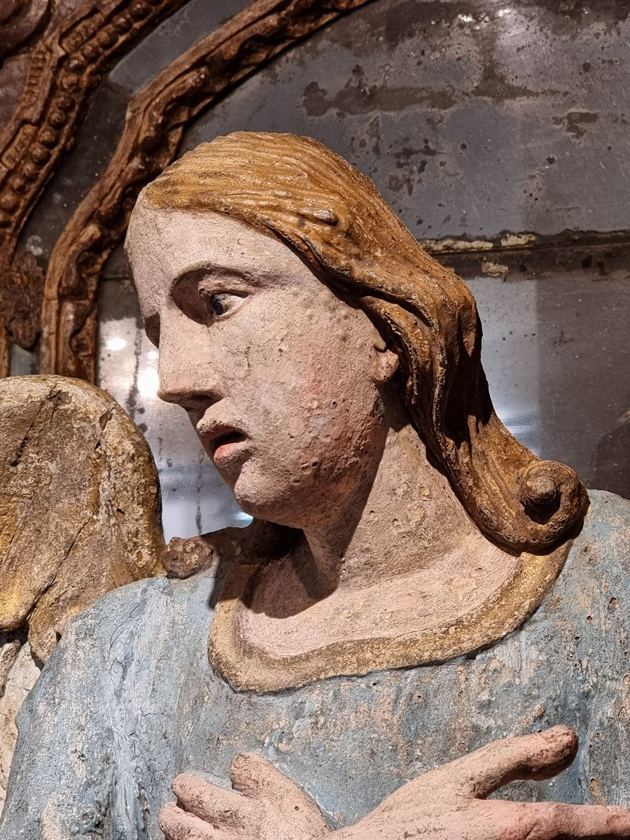 Sculpture En Bois Polychrome Représentant Un Ange – Haut-vénétie / Trentin, XVIIIe Siècle-photo-4
