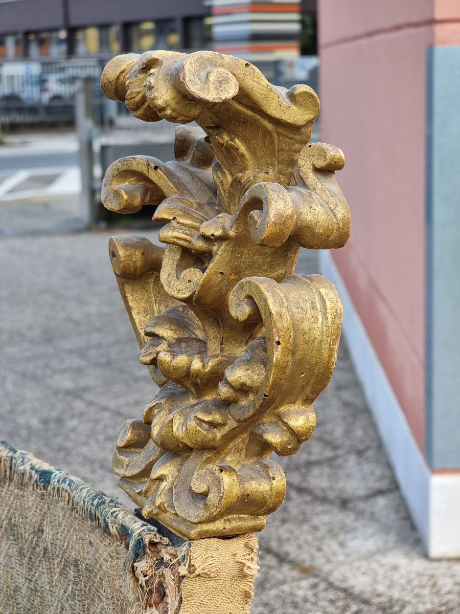 Grand Fauteuil En Noyer Sculpté Avec Ornements Dorés, Région d'émilie (probablement Mantoue), F-photo-3