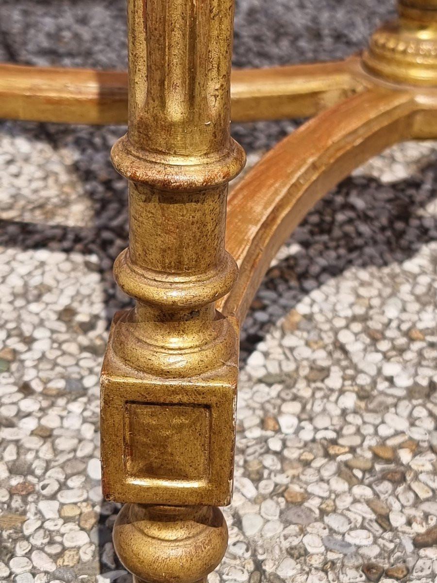 Table Française En Bois Doré, Style Louis XVI, Fin XIXe Siècle-photo-3