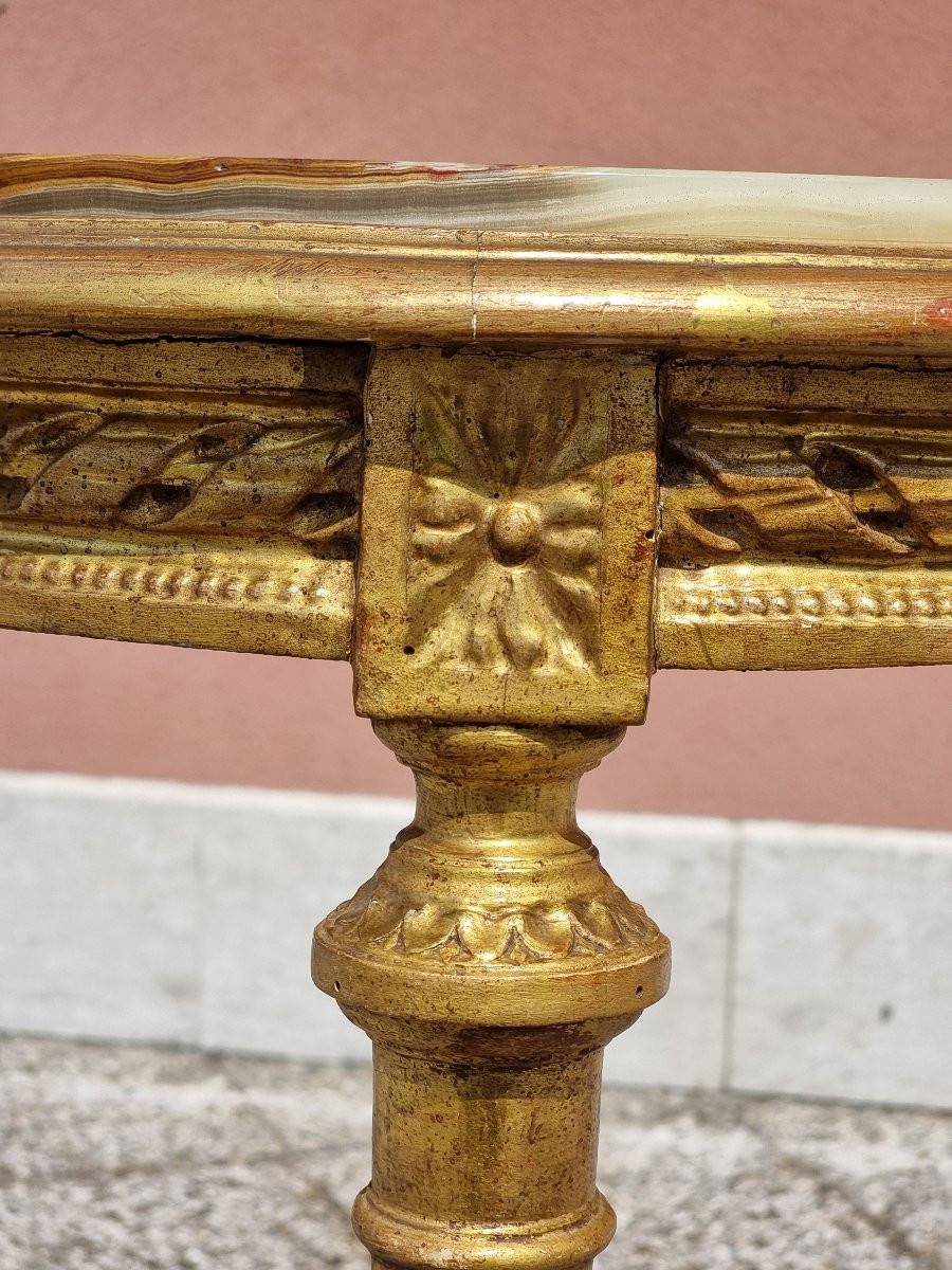 Table Française En Bois Doré, Style Louis XVI, Fin XIXe Siècle-photo-2
