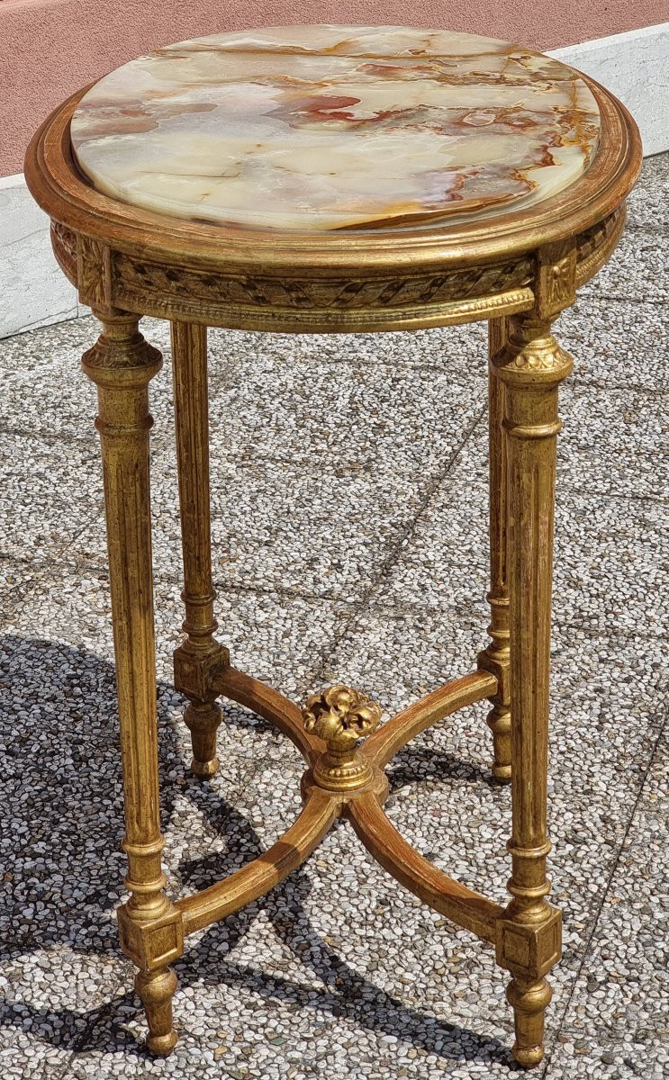 Table Française En Bois Doré, Style Louis XVI, Fin XIXe Siècle-photo-4