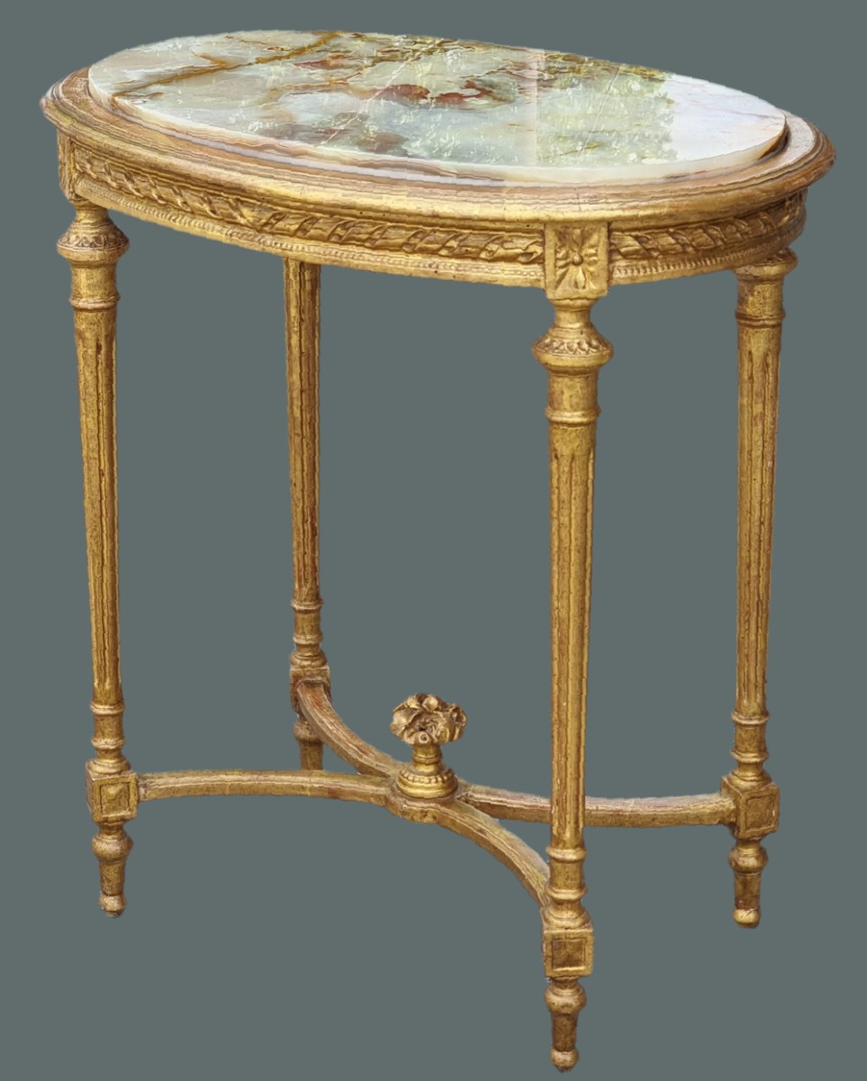 Table Française En Bois Doré, Style Louis XVI, Fin XIXe Siècle