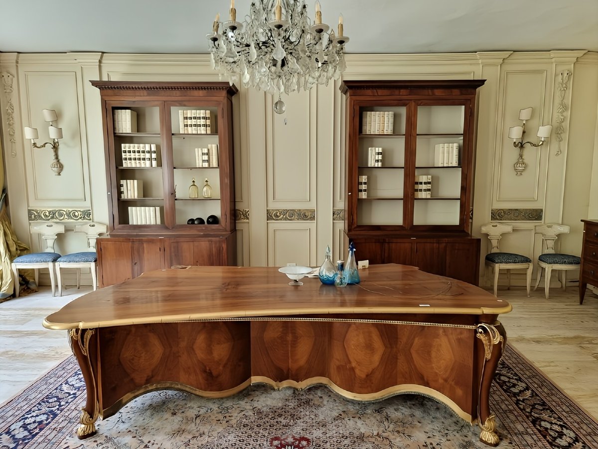 Pair Of Carved Walnut Bookcase-cupboards – Veneto, Early 19th Century-photo-5