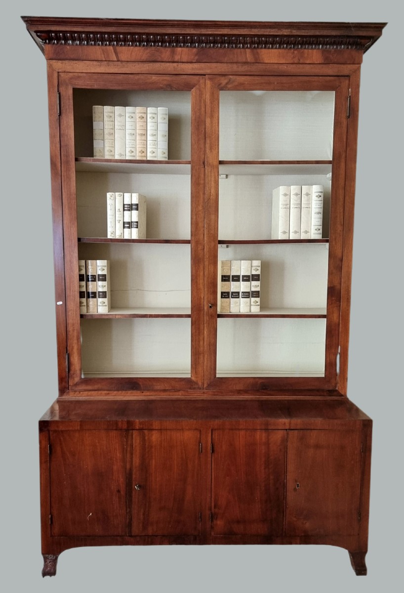Pair Of Carved Walnut Bookcase-cupboards – Veneto, Early 19th Century