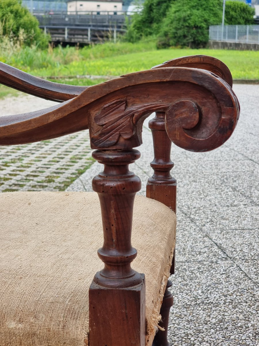 Rare Set Of Four Venetian Walnut Armchairs, Early 18th Century-photo-3