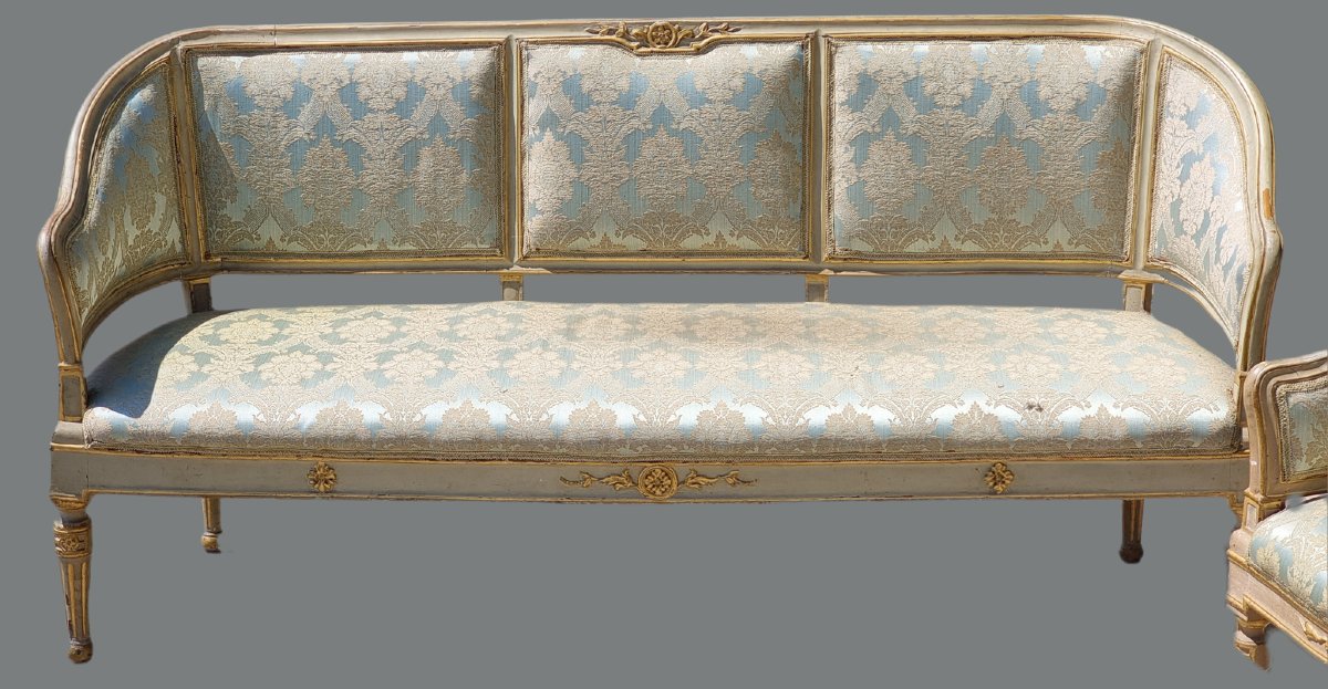Venetian Lacquered And Gilded Salon Set, Late 18th Century-photo-3