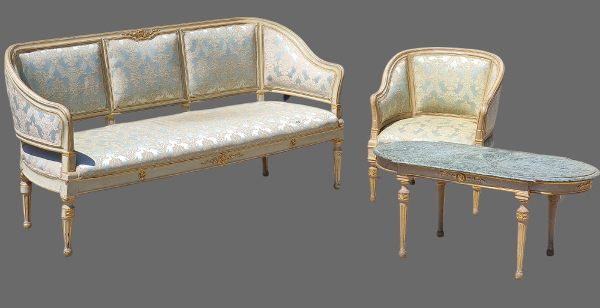 Venetian Lacquered And Gilded Salon Set, Late 18th Century