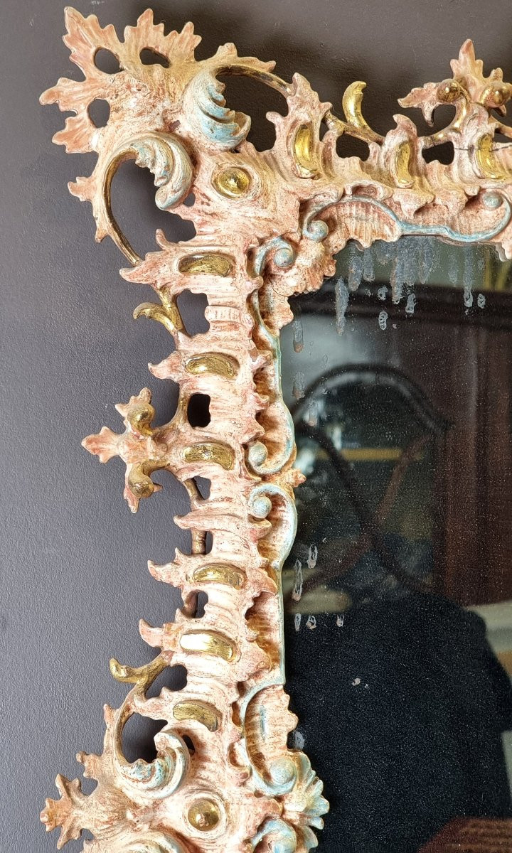 Venetian Carved, Lacquered And Gilded Mirror – Second Half Of The 19th Century-photo-2