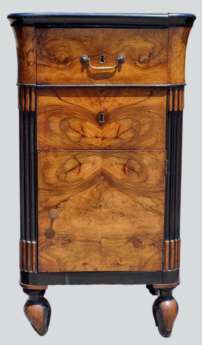 Venetian Charles X Tryptich In Burr Walnut, Circa 1830-photo-3