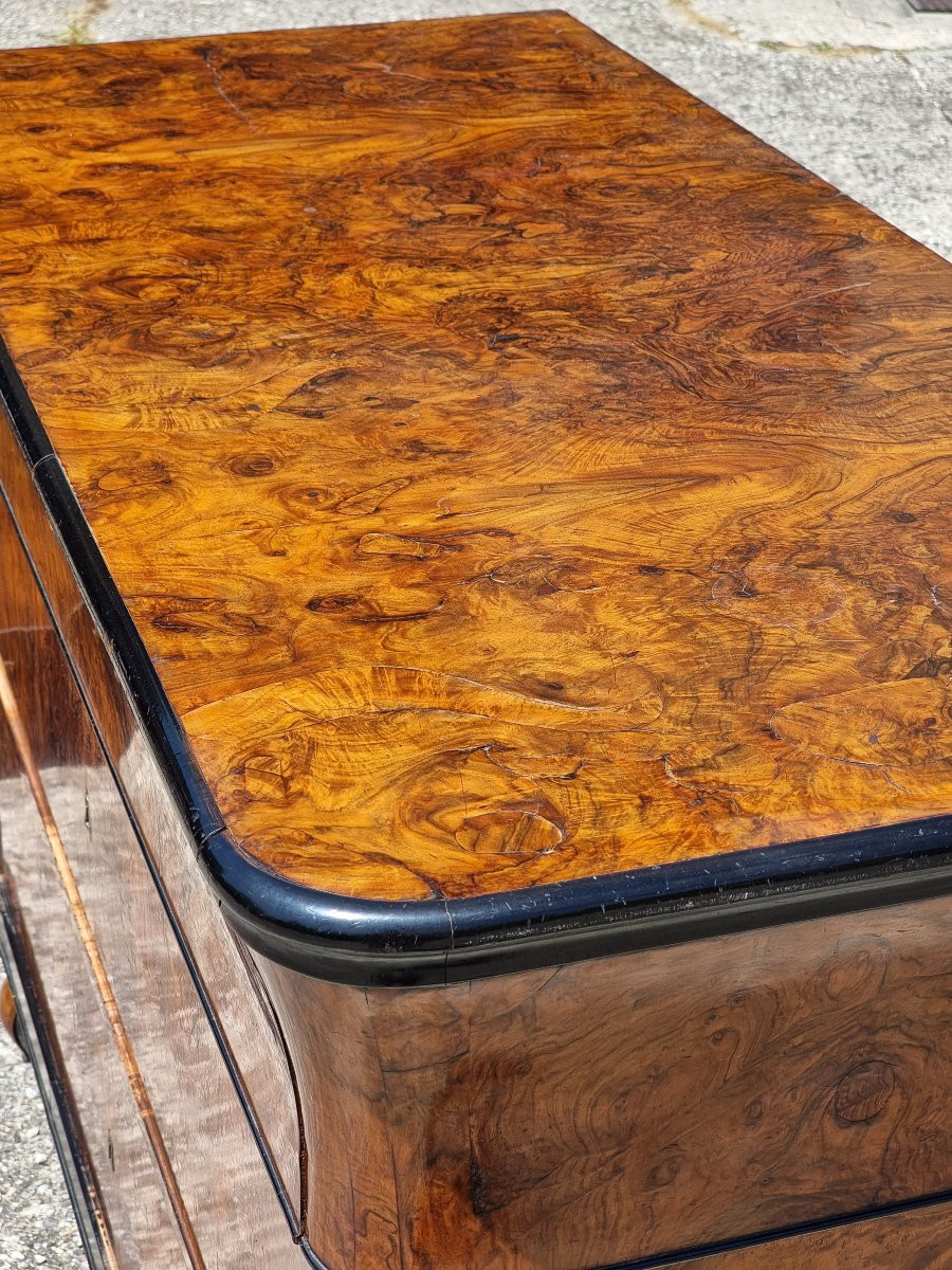 Venetian Charles X Tryptich In Burr Walnut, Circa 1830-photo-6