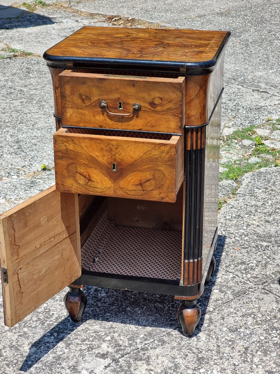 Venetian Charles X Tryptich In Burr Walnut, Circa 1830-photo-8