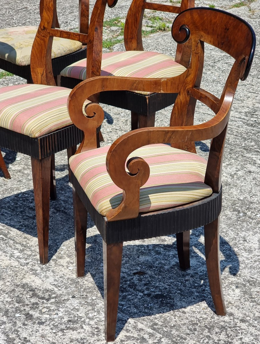 Ensemble de quatre chaises et deux fauteuils Carlo X – Vénétie, vers 1830-photo-3