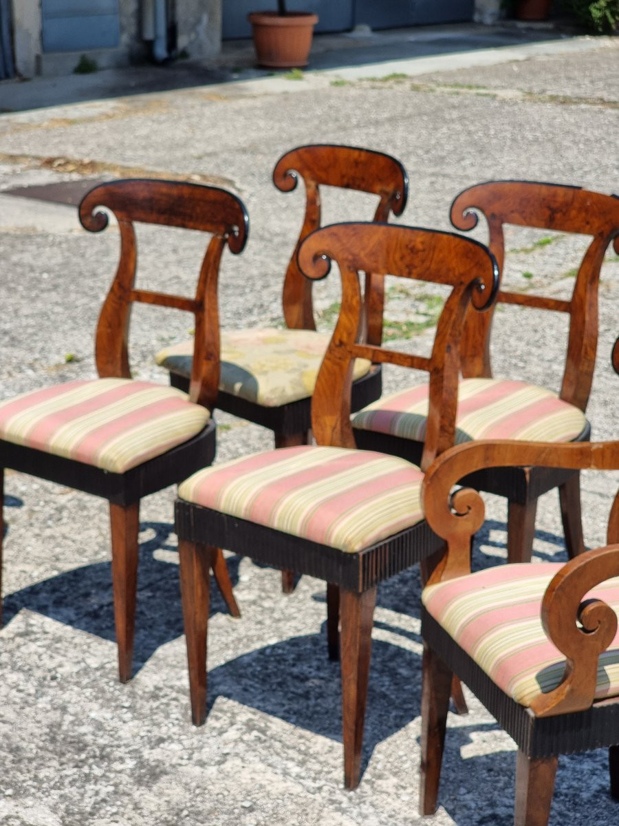 Ensemble de quatre chaises et deux fauteuils Carlo X – Vénétie, vers 1830-photo-1