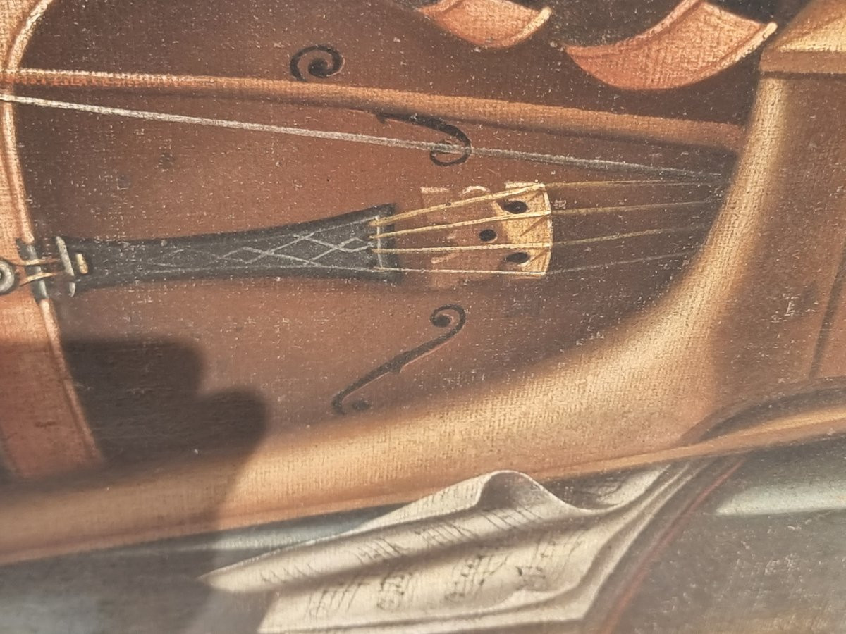 Pair Of Still Lifes With Musical Instruments, Fruit And Exotic Animals – Lombard School, Late 1-photo-6