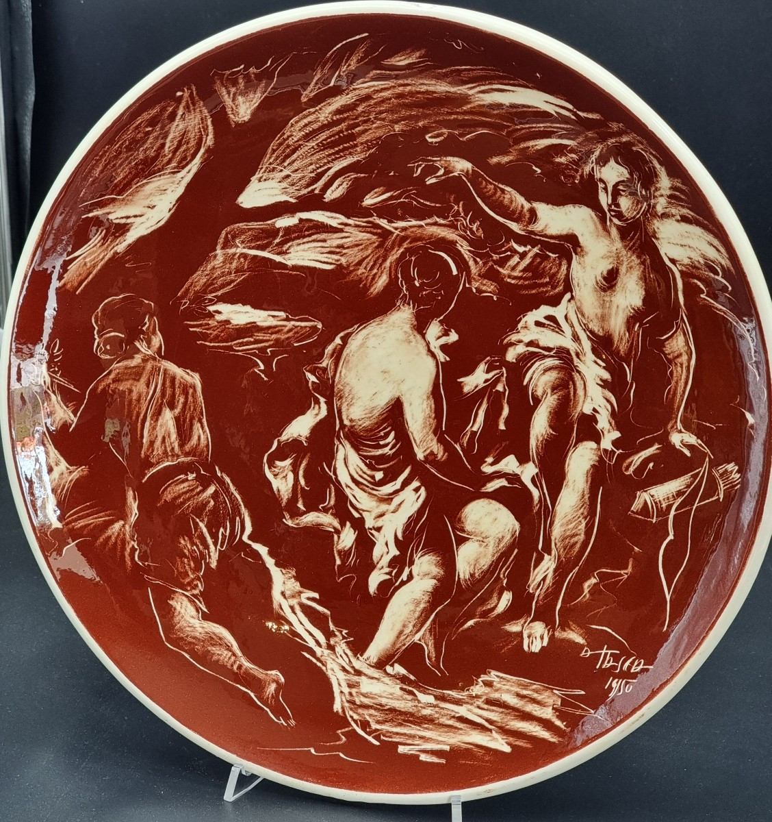 Pair Of Sgraffito Ceramic Plates, Alessio Tasca, Nove, 1950s-photo-3