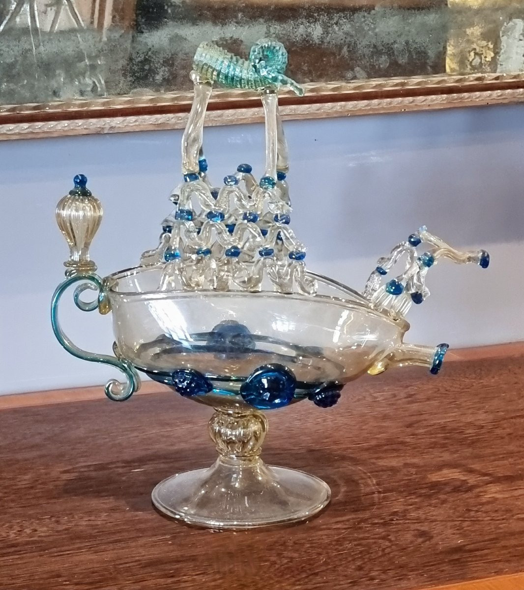 Aquamanile vénitien en forme de voilier en verre de Murano – fin XIXe siècle-photo-2