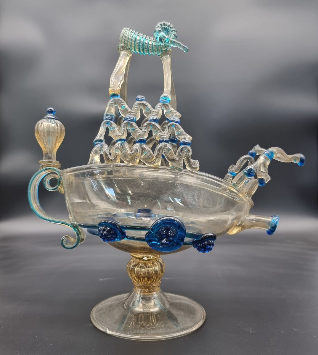Aquamanile vénitien en forme de voilier en verre de Murano – fin XIXe siècle-photo-3